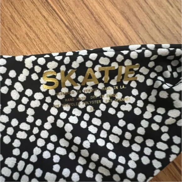 Skatie Navy Blue White Patterned Triangle Bikini Set with High Leg Bottoms - Picture 7 of 7